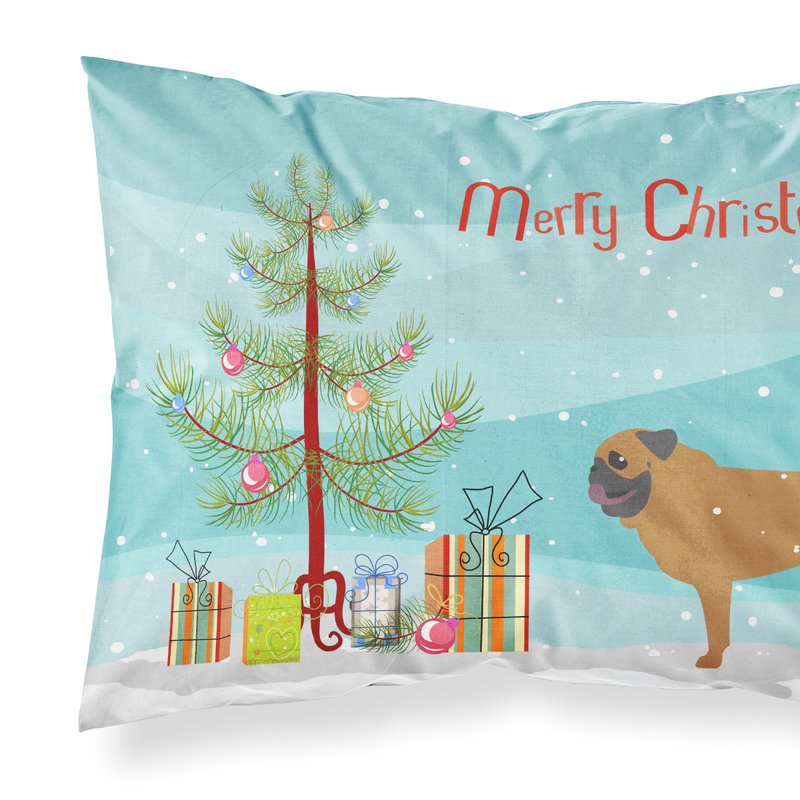 Caroline's Treasures Pug Merry Christmas Tree Fabric Standard Pillowcase
