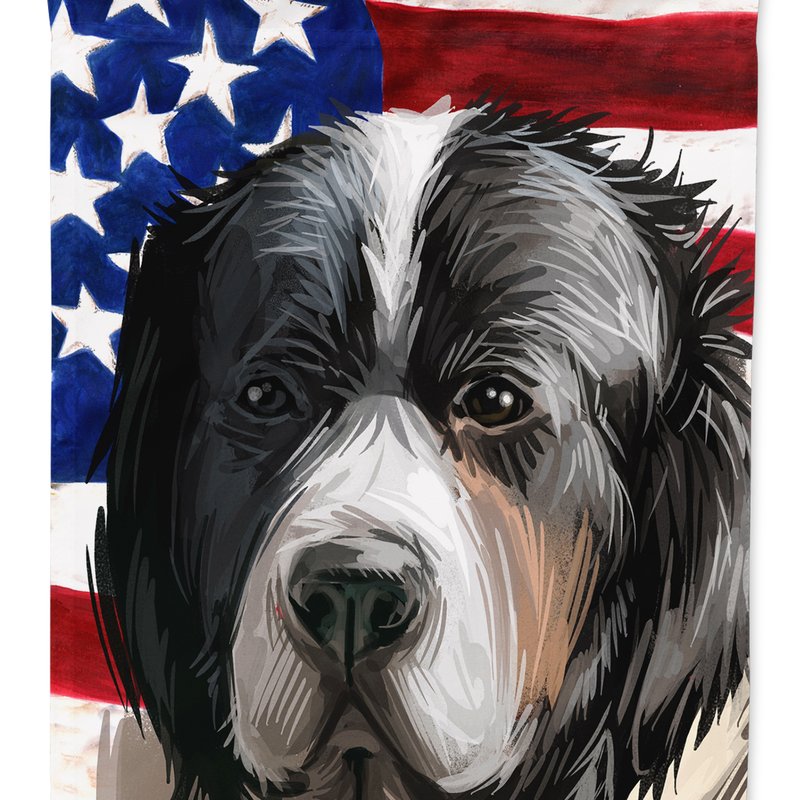 Caroline's Treasures Pyrenean Mastiff Dog American Flag Garden Flag 2-sided 2-ply In Black