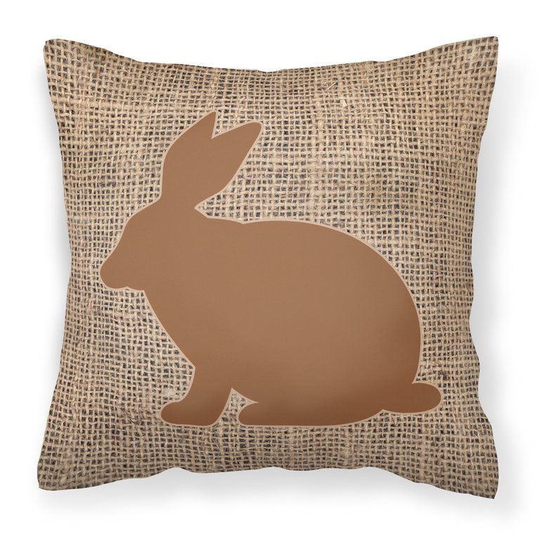 Rabbit Burlap and Brown Fabric Decorative Pillow
