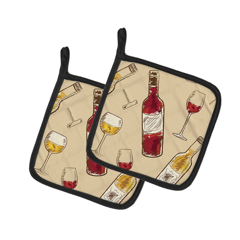 Red and White Wine Pair of Pot Holders