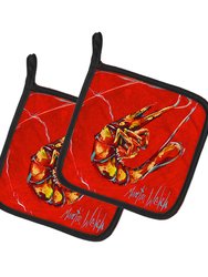 Red Shrimp Pair of Pot Holders
