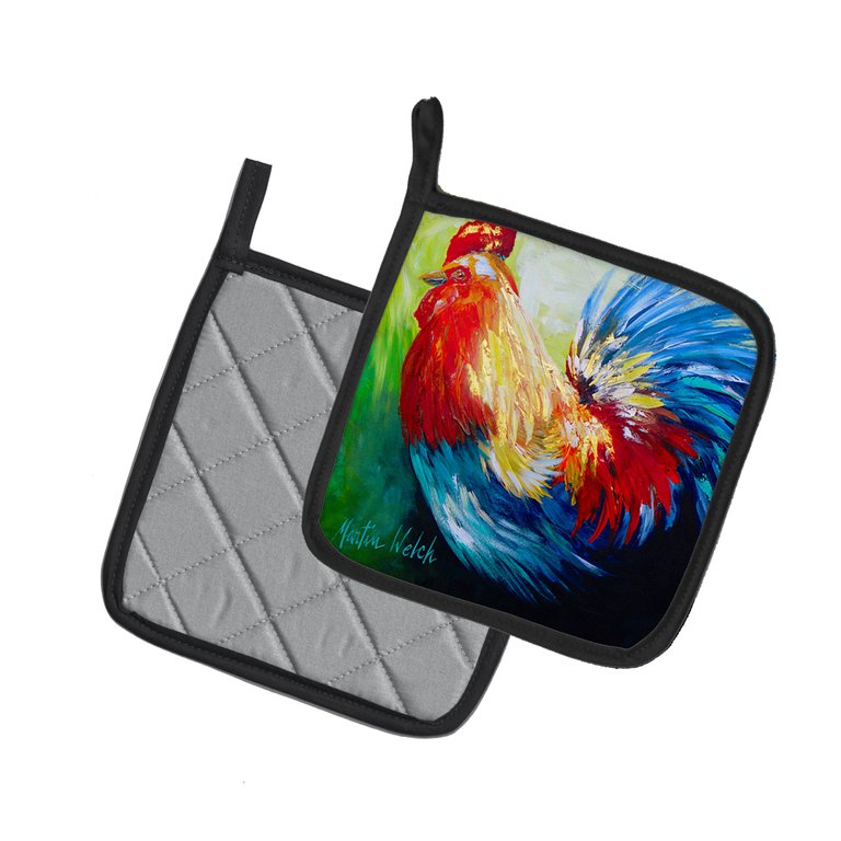 Rooster Chief Big Feathers Pair of Pot Holders