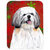 SC9423LCB Shih Tzu Red And Green Snowflakes Holiday Christmas Glass Cutting Board - Large