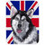 SC9815LCB Alaskan Malamute With English Union Jack British Flag Glass Cutting Board - Large - Multicolor