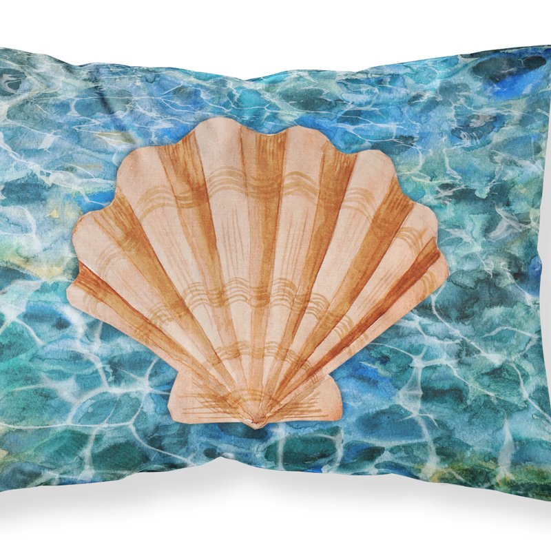 Caroline's Treasures Scallop Shell And Water Fabric Standard Pillowcase In Blue