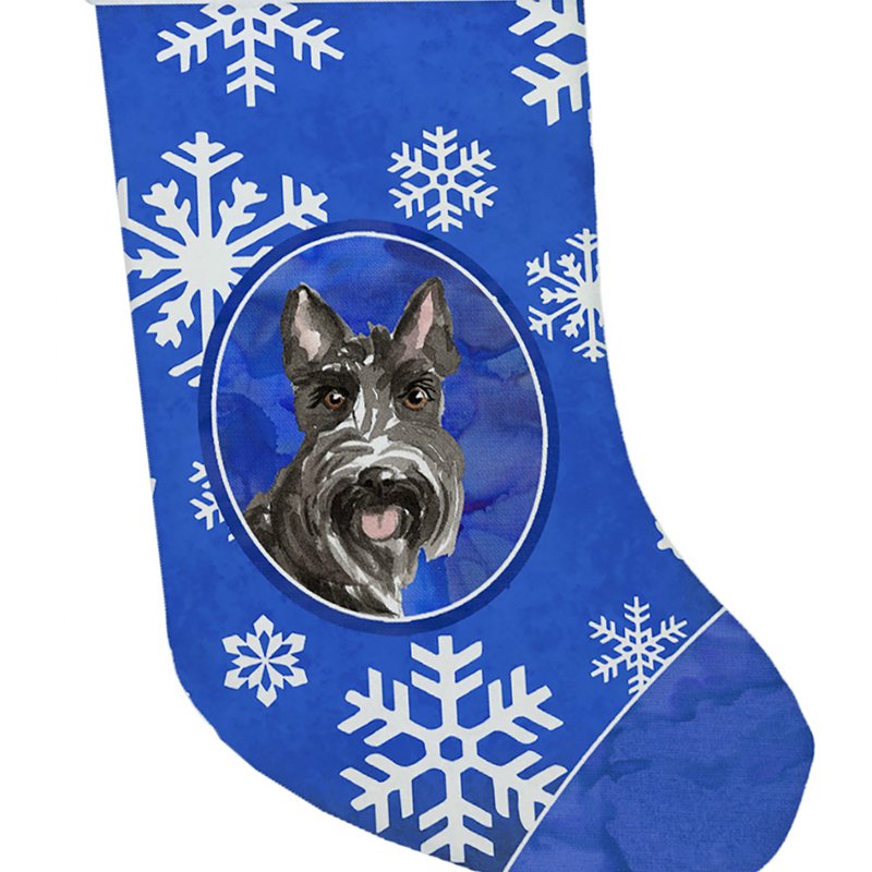 Caroline's Treasures Scottish Terrier Winter Snowflakes Christmas Stocking In Blue
