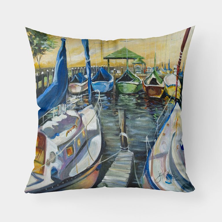 Seven Boats Sailboats Fabric Decorative Pillow