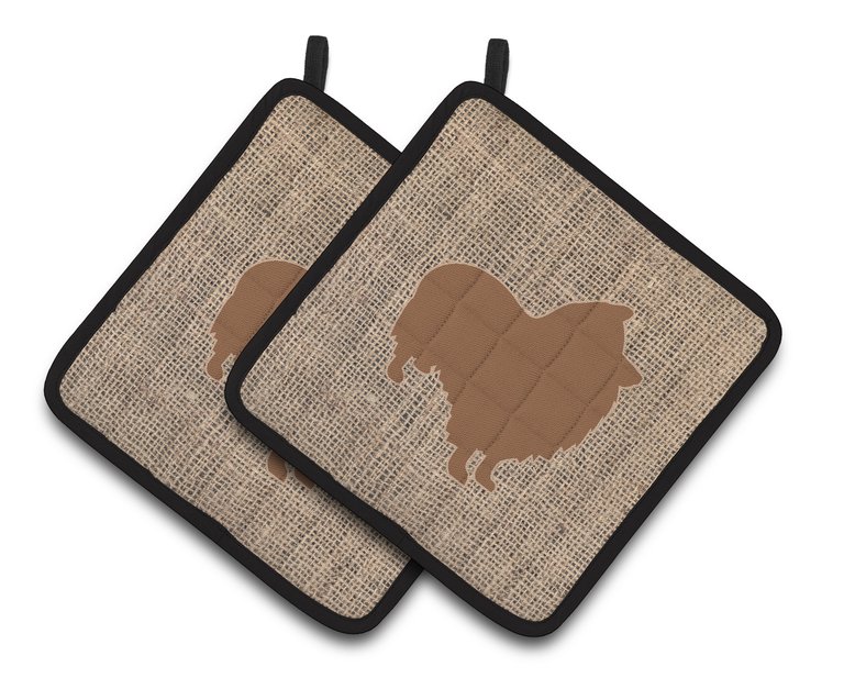 Sheltie Burlap and Brown BB1080 Pair of Pot Holders