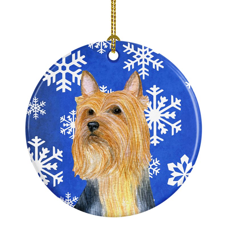 Caroline's Treasures Silky Terrier Winter Snowflakes Holiday Ceramic Ornament