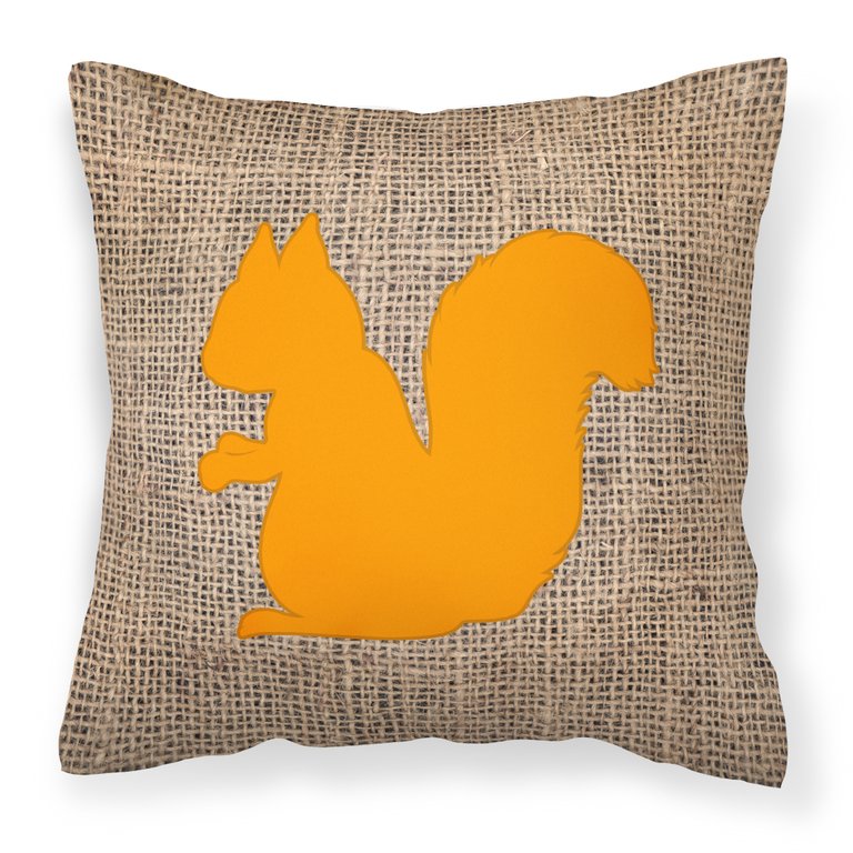 Squirrel Burlap and Orange BB1119 Fabric Decorative Pillow