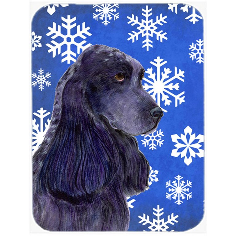 SS4609LCB Cocker Spaniel Winter Snowflakes Holiday Glass Cutting Board - Large