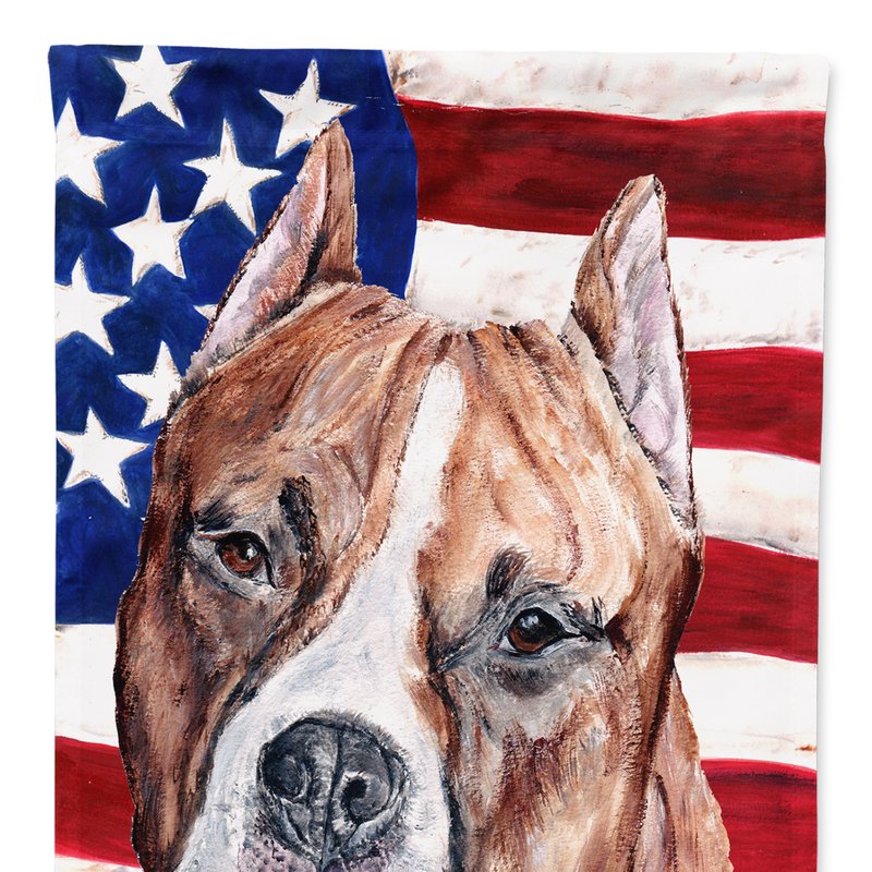 Caroline's Treasures Staffordshire Bull Terrier Staffie With American Flag Usa Garden Flag 2-sided 2-ply