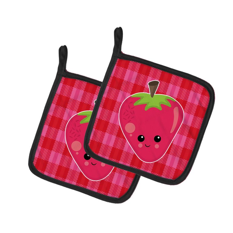Strawberry Face Pair of Pot Holders