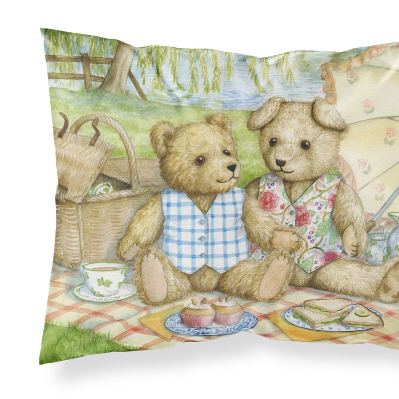 Caroline's Treasures Summertime Teddy Bears Picnic Fabric Standard Pillowcase