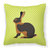 Tan Rabbit Green Fabric Decorative Pillow
