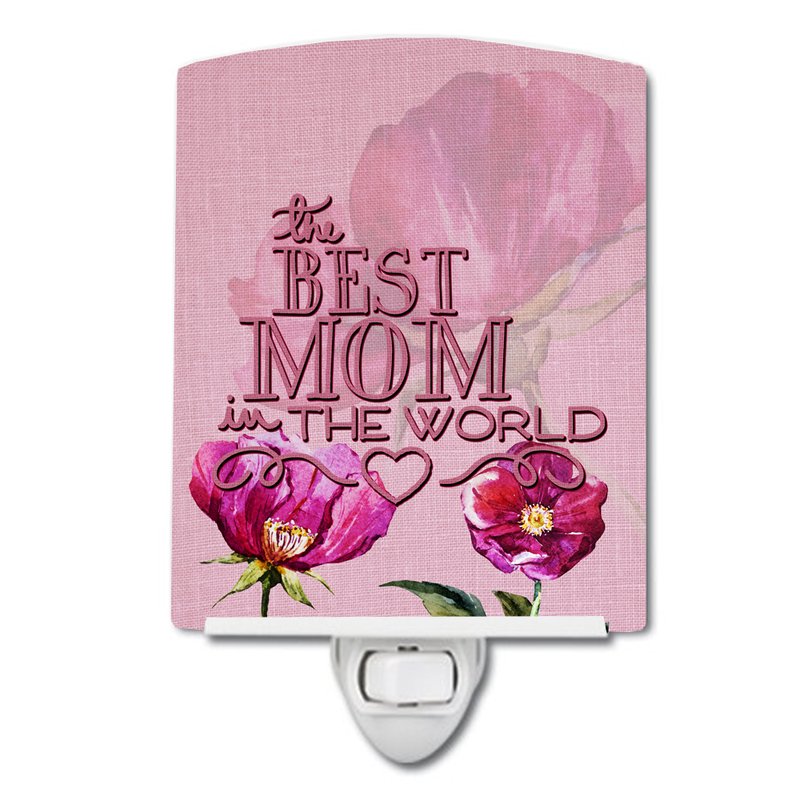 Caroline's Treasures The Best Mom In The World Ceramic Night Light In Pink