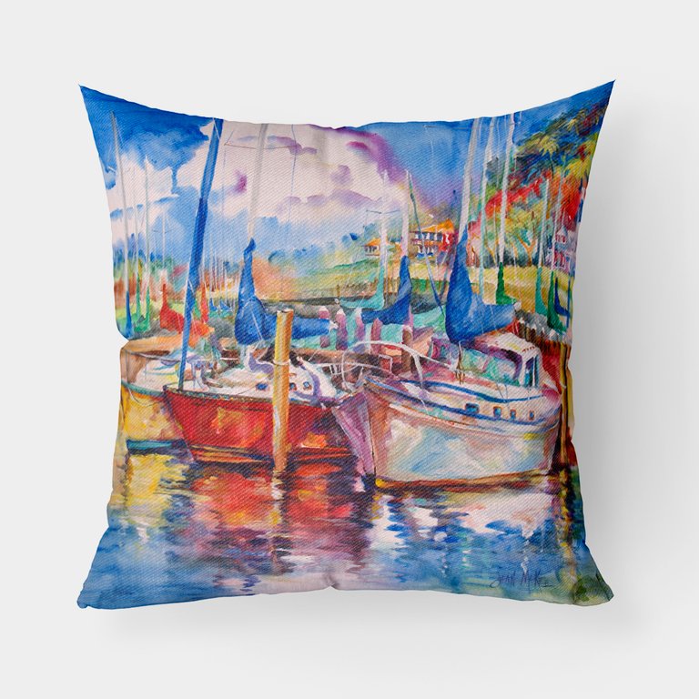 Tree Boats Sailboats Fabric Decorative Pillow