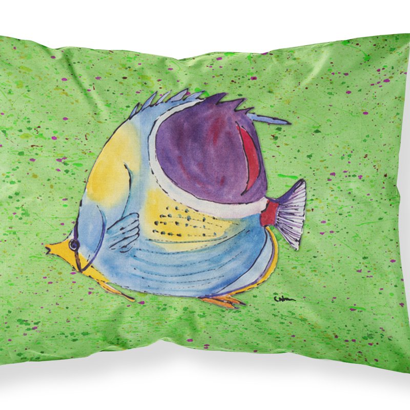 Caroline's Treasures Tropical Fish On Green Fabric Standard Pillowcase