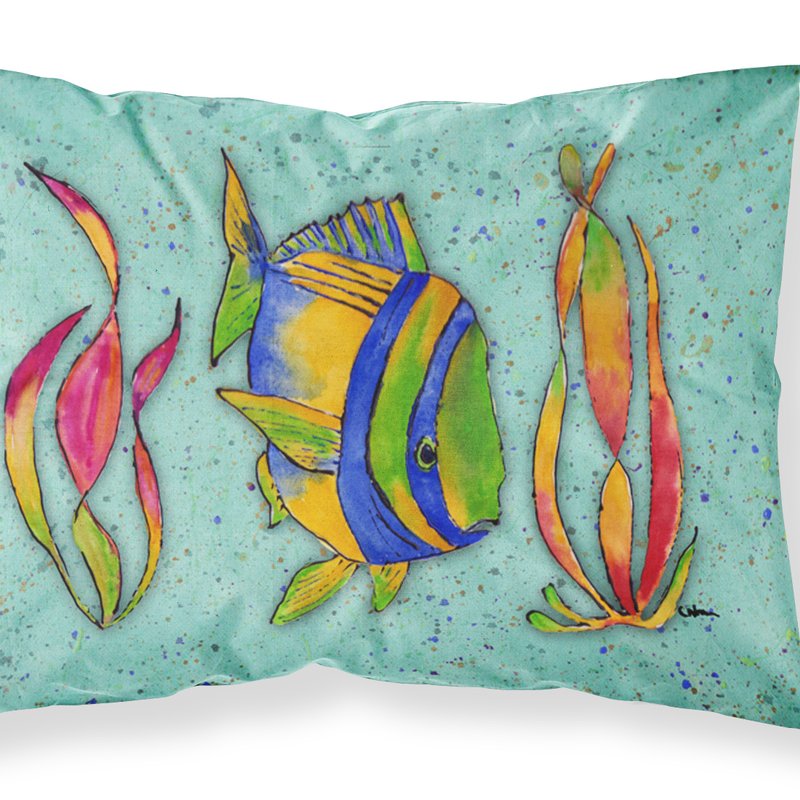 Caroline's Treasures Tropical Fish On Teal Fabric Standard Pillowcase