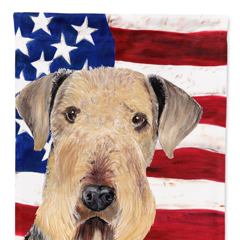 Caroline's Treasures Usa American Flag With Airedale Garden Flag 2-sided 2-ply