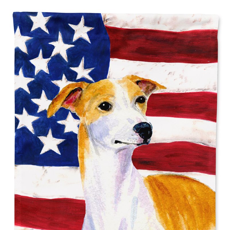 Caroline's Treasures Usa American Flag With Whippet Garden Flag 2-sided 2-ply