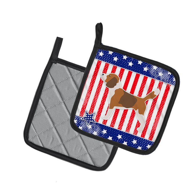 USA Patriotic Beagle Pair of Pot Holders