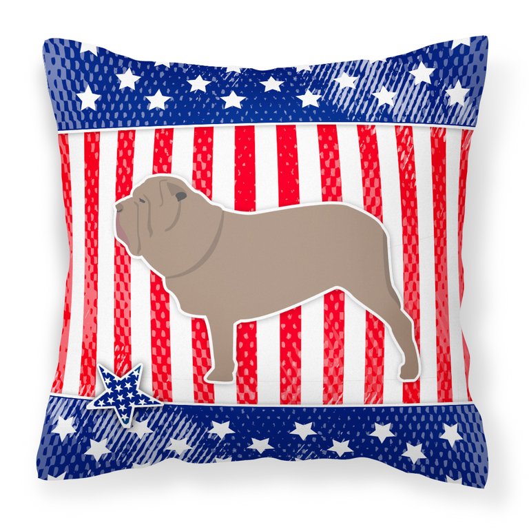 USA Patriotic Neapolitan Mastiff Fabric Decorative Pillow