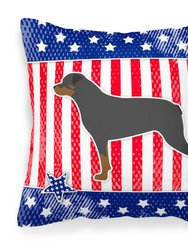 USA Patriotic Rottweiler Fabric Decorative Pillow