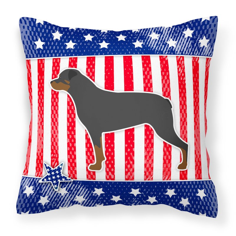 Caroline's Treasures Usa Patriotic Rottweiler Fabric Decorative Pillow