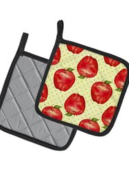 Watercolor Apples and Polkadots Pair of Pot Holders