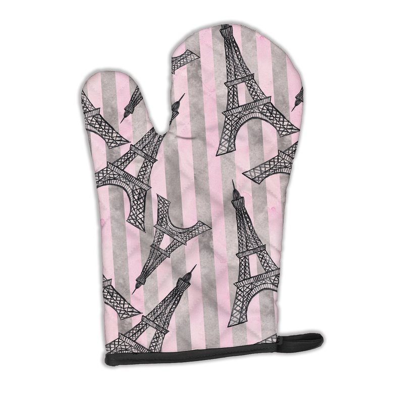 Caroline's Treasures Watercolor Eiffel Tower And Stripes Oven Mitt In Neutral
