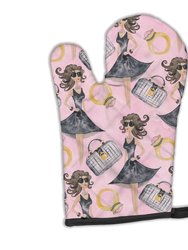 Watercolor Fashion Diva on Pink Oven Mitt