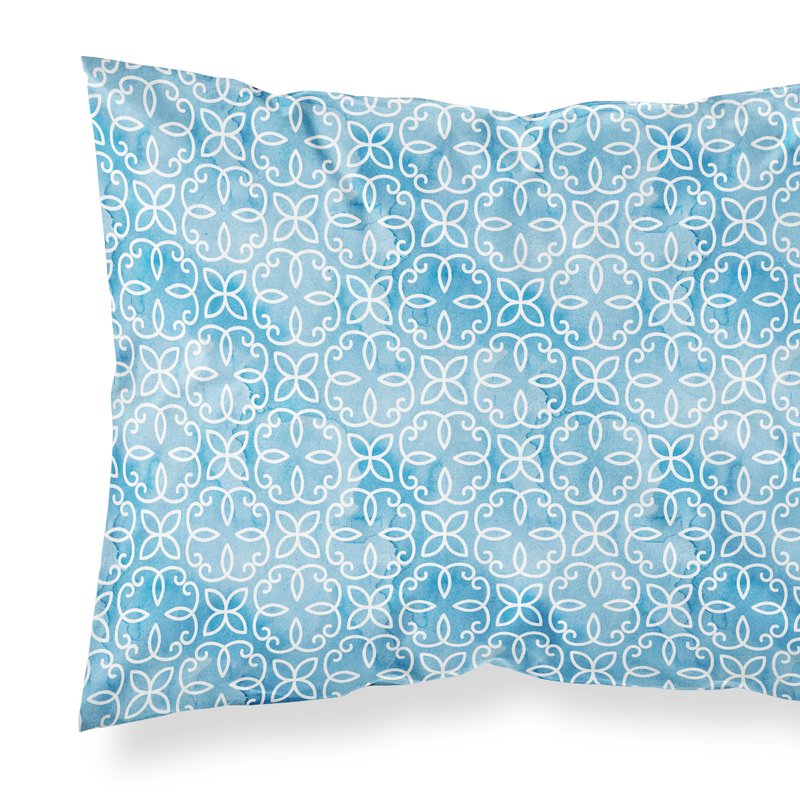 Caroline's Treasures Watercolor Geometric Cirlce On Blue Fabric Standard Pillowcase