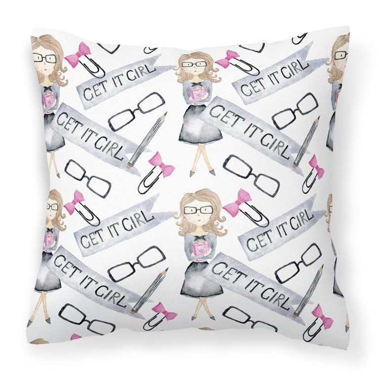 Watercolor Girl Boss Get it Girl BB7542DS66 Fabric Decorative Pillow