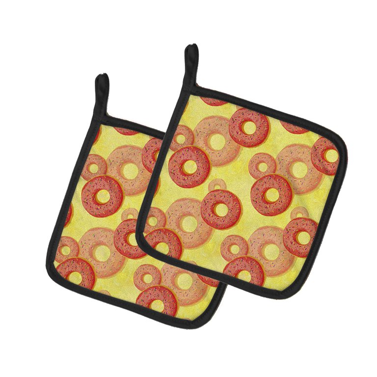 Watercolor Just Donuts Pair of Pot Holders