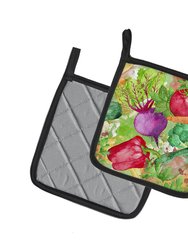 Watercolor Vegetables Farm to Table Pair of Pot Holders