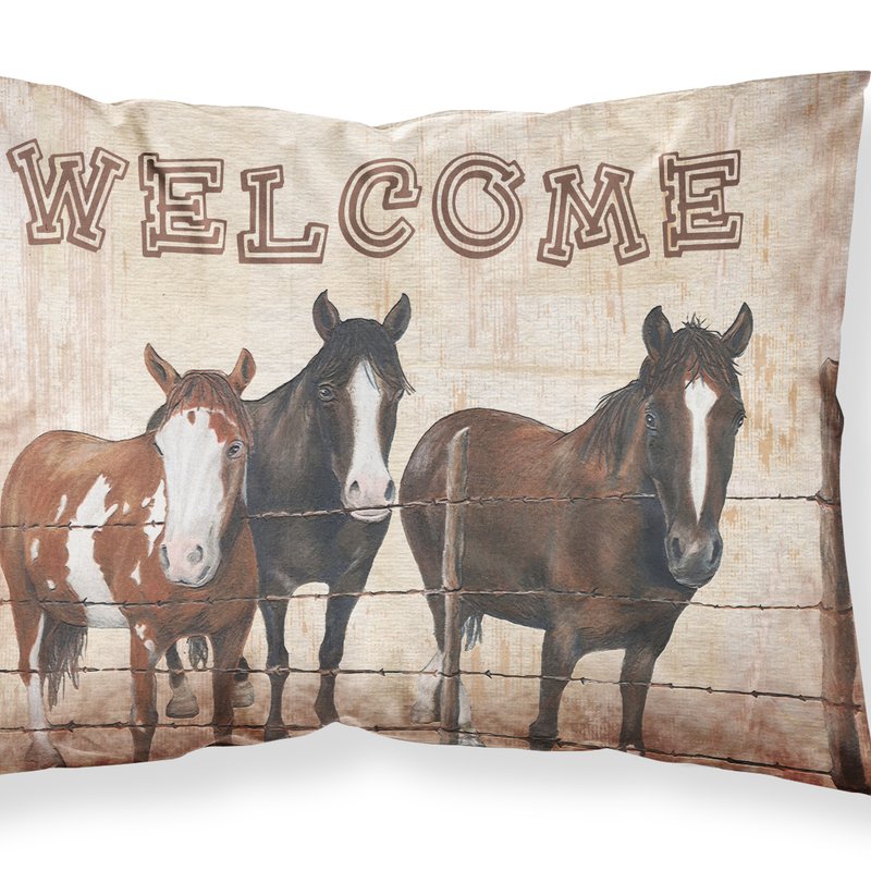 Caroline's Treasures Welcome Mat With Horses Fabric Standard Pillowcase