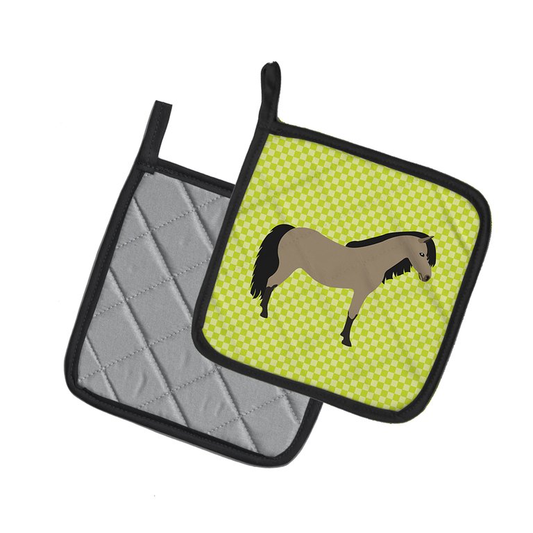 Welsh Pony Horse Green Pair of Pot Holders