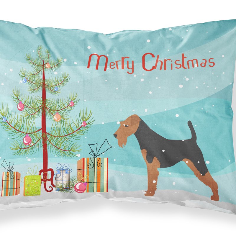 Caroline's Treasures Welsh Terrier Merry Christmas Tree Fabric Standard Pillowcase In Multi