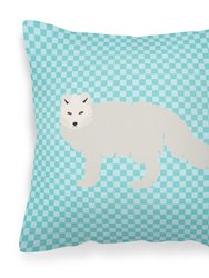 White Arctic Fox Blue Check Fabric Decorative Pillow