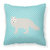 White Arctic Fox Blue Check Fabric Decorative Pillow