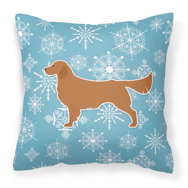 Winter Snowflake Golden Retriever Fabric Decorative Pillow