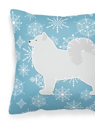 Winter Snowflake Samoyed Fabric Decorative Pillow