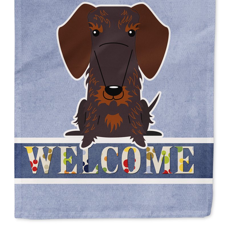 Caroline's Treasures Wire Haired Dachshund Chocolate Welcome Garden Flag 2-sided 2-ply