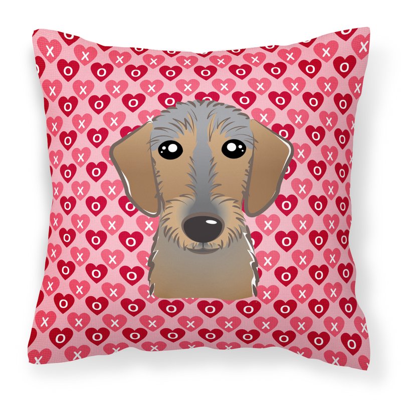 Caroline's Treasures Wirehaired Dachshund Fabric Decorative Pillow In Pink