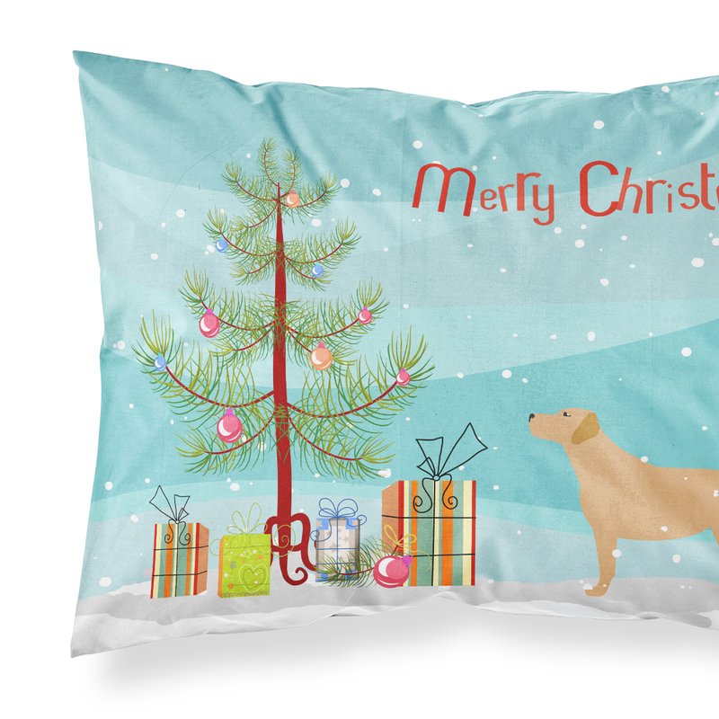 Caroline's Treasures Yellow Labrador Retriever Merry Christmas Tree Fabric Standard Pillowcase