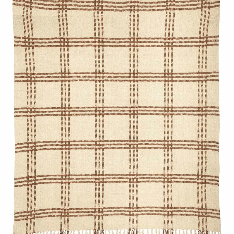 Casa Amarosa Cotton Boucle Large Check Pattern Throw Blanket