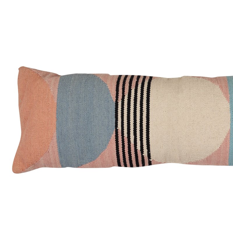 Casa Amarosa Handmade Circle Geo Lumbar Pillow, Multi- 12x34 Inch In Pink