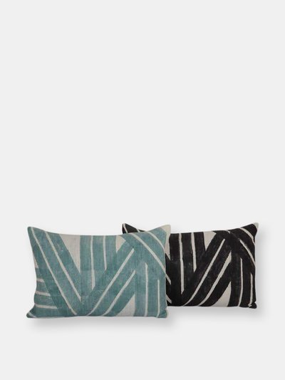 Casa Amarosa Stripe Sky Cushion, Black 14x20 Inch product