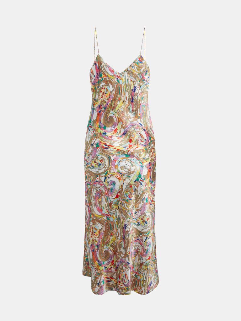 Celeste Cowl Back Slip Dress - Paint Swirl